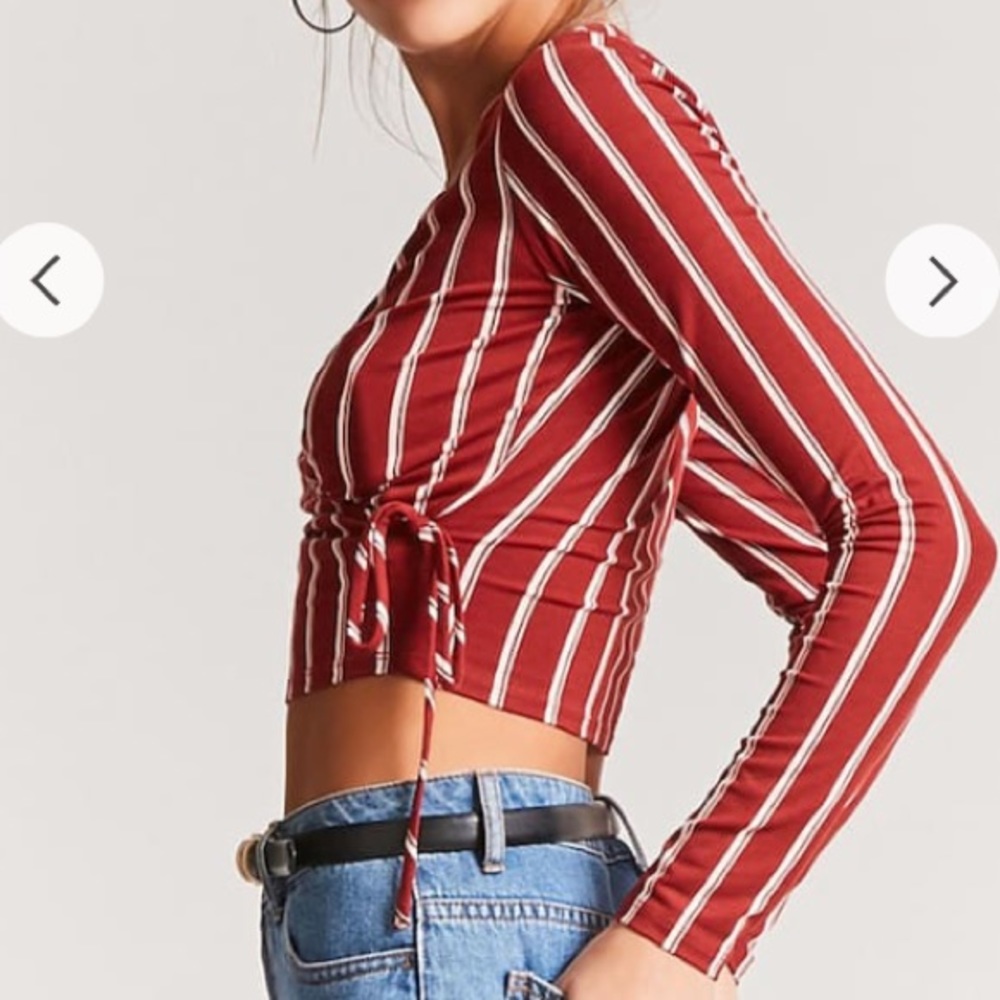 Striped Mock Wrap Crop Top